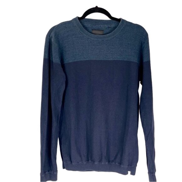 Minimum block Pelle knit sweater unisex sz L light & dark blue 100% cotton - Picture 1 of 8